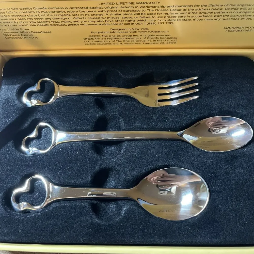 Oneida CHATEAU 18/10 SS 3-Piece Baby Infant Flatware Set NEW Baby Gift Boxed NIB